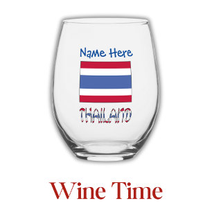 Verre À Vin Sans Pied Drapeau thaïlandais thaï personnalisé bleu