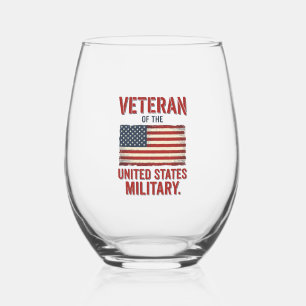 Verre À Vin Sans Pied Drapeau USA de vétéran vintage dessin vectoriel mi