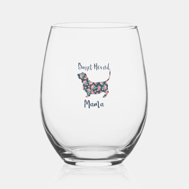 Verre À Vin Sans Pied Drôle Basset Hound Cadeaux Basset Hound Maman Chem (Recto)