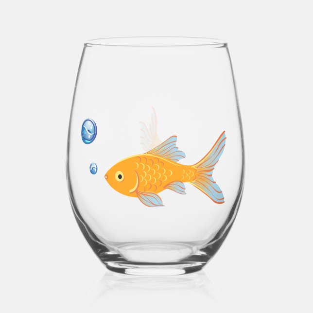 Verre À Vin Sans Pied Drôle Cadeaux de poisson d'or sur mesure nouveauté (Recto)