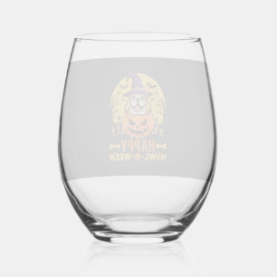 Verre À Vin Sans Pied Drôle de Bouledogue Halloween Joyeux Howl-O-Ween V