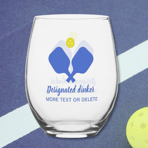 Verre À Vin Sans Pied Drôle Drôle Désigné Dinker Personnalisé Pickleball