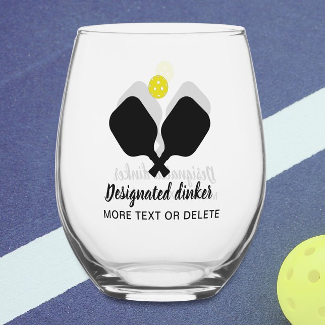 Verre À Vin Sans Pied Drôle Drôle Désigné Dinker Personnalisé Pickleball (Créateur téléchargé)
