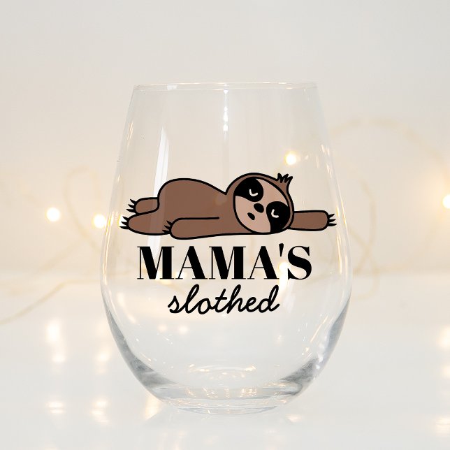 Verre À Vin Sans Pied Drôle Drunk Sloth Cadeau Pour Maman Qui Aime Boire (Créateur téléchargé)