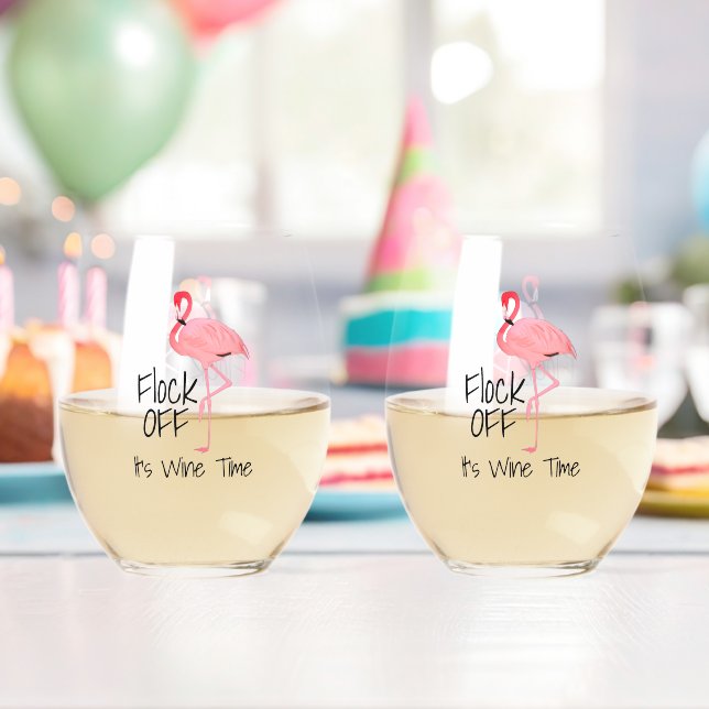 Verre À Vin Sans Pied Drôle Flamant rose rose s'éteint (Insitu (Anniversaire))