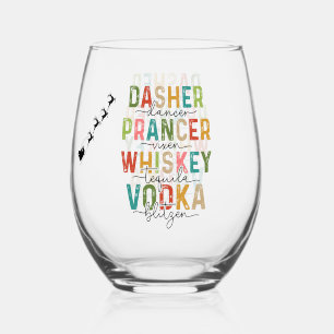 Verre À Vin Sans Pied Drôle Noël Tumbler Dasher Prancer Blitzen
