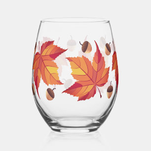 Verre À Vin Sans Pied Écornes Rustiques Automne & Feuillage Feuille Roug