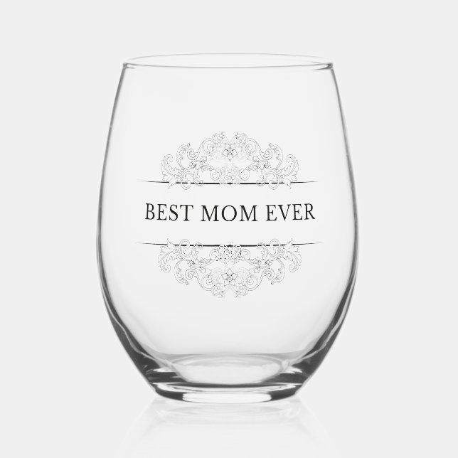 Verre À Vin Sans Pied Écriture élégante "Best Mom ever" (Recto)