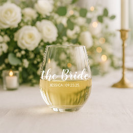 Verre À Vin Sans Pied Écriture Élégante La Mariée Vin de Mariage Personn