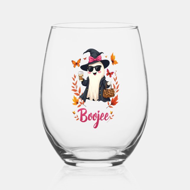 Verre À Vin Sans Pied Éffrayant Halloween Boojee Sassy Classy Ghost (Verso)