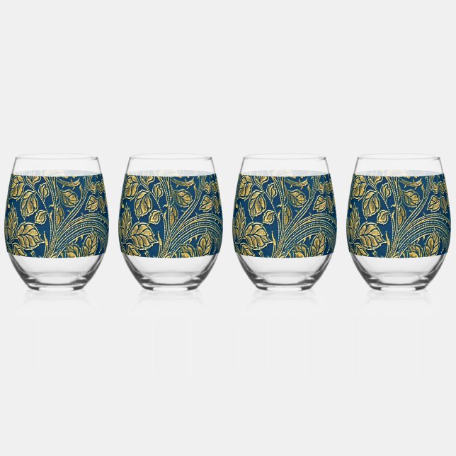 Verre À Vin Sans Pied Élégance Bleu Doré    (Droite)