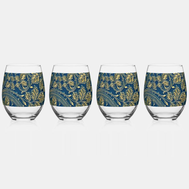 Verre À Vin Sans Pied Élégance Fleur d'Or  (Recto)