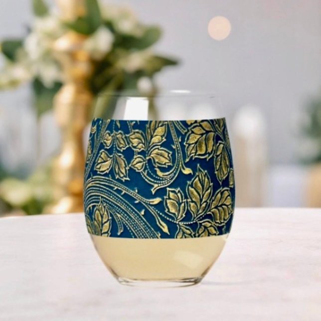 Verre À Vin Sans Pied Élégance Fleur Dorée  (Créateur téléchargé)
