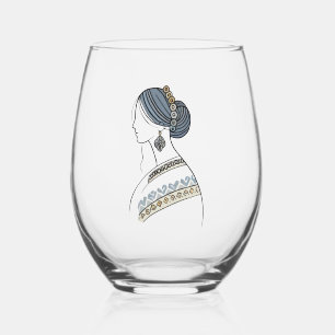 Verre À Vin Sans Pied Élégant art populaire ukrainien Verre de vin sans