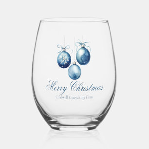 Verre À Vin Sans Pied Elégant Bleu Ornements de Noël Société Fête