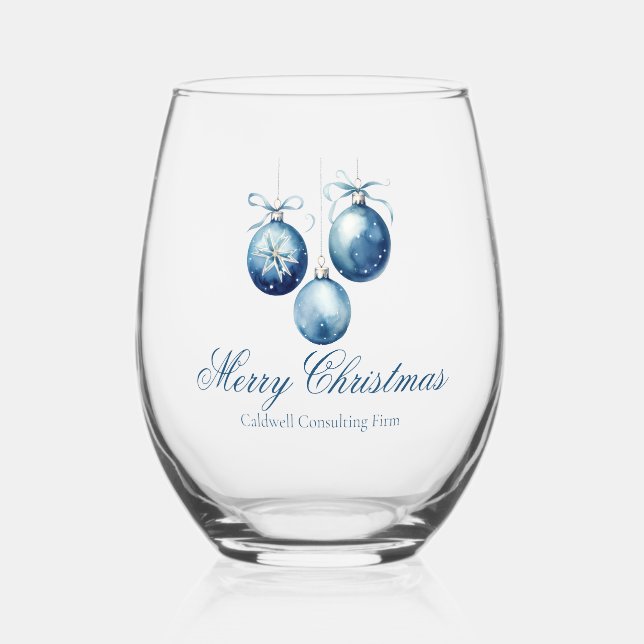 Verre À Vin Sans Pied Elégant Bleu Ornements de Noël Société Fête (Recto)