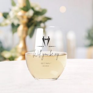 Verre À Vin Sans Pied Elegant Bow Cravate Tuxedo Best Man Proposition ca