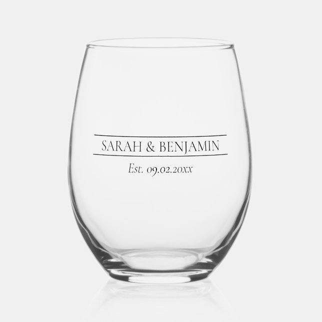 Verre À Vin Sans Pied Élégant cadeau Mariage simple Keepsaké (Recto)