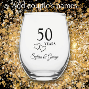 Verre À Vin Sans Pied Élégant cadeau moderne personnalisé 50e anniversai