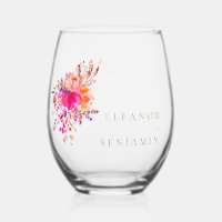 Elégant Chic Rose Aquarelle Mariage Floral Personn