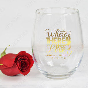 Verre À Vin Sans Pied Elegant Citation d'amour Mariage de calligraphie o