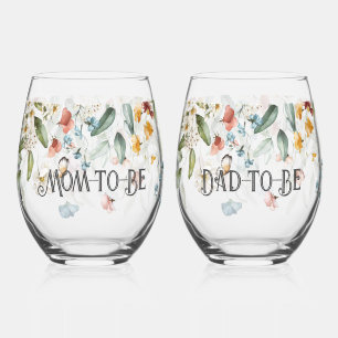 Verre À Vin Sans Pied Elégant coloré Floral Drop l Maman & Papa-to-be