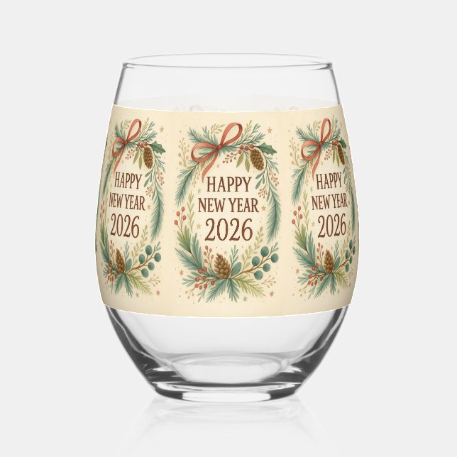 Verre À Vin Sans Pied elegant happy new year 2026 hampagne glass (Recto)