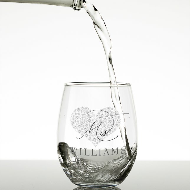 Verre À Vin Sans Pied Élégant M. et Mme Personnalisé (Elegant Mr. and Mrs. Personalized Stemless Wine Glass)