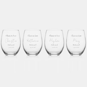 Verre À Vin Sans Pied Élégant Mariage d'accolade florale