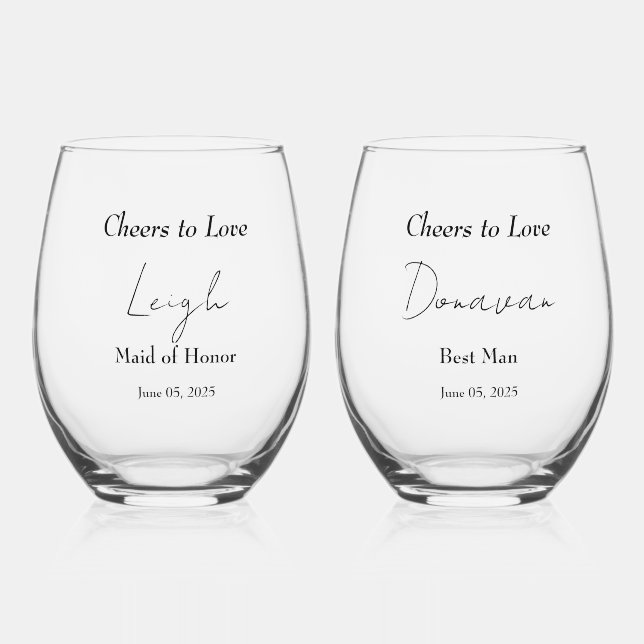 Verre À Vin Sans Pied Élégant Mariage d'accolade florale (Recto)