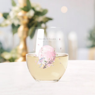 Verre À Vin Sans Pied Élégant Mariage de fleurs de cerisier