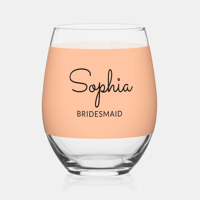 Verre À Vin Sans Pied Élégant Mariage Pretty Peach (Recto)