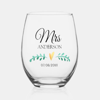 Verre À Vin Sans Pied Elégant minimaliste Coeur Mme Mariée Mariée Mariag
