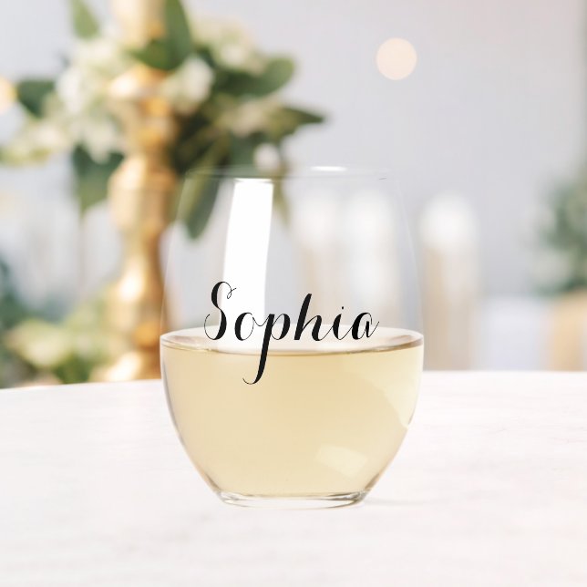 Verre À Vin Sans Pied Élégant monogramme de calligraphie stylée  (Insitu (Mariage))