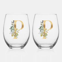 Elégant or décoratif initial P avec verdure