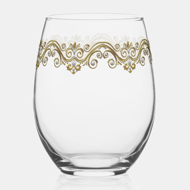 Verre À Vin Sans Pied Élégant or diamant  (Créateur téléchargé)