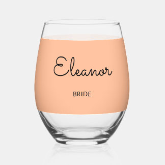 Verre À Vin Sans Pied Élégant personnalisé Monogramme Mariage mariée