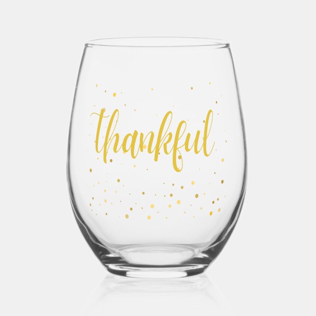 Verre À Vin Sans Pied Elégant point Gold Polka "Merci" (Recto)