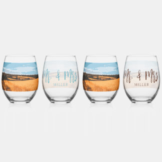 Verre À Vin Sans Pied Élégante campagne rustique d'art d'été ensoleillé