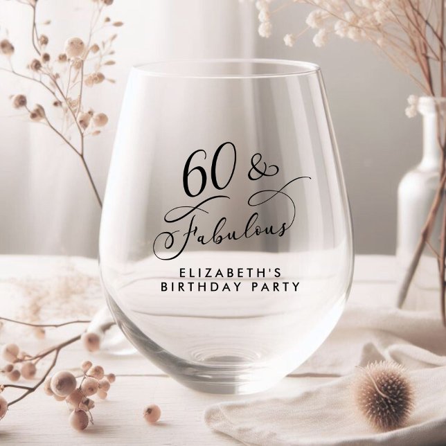 Verre À Vin Sans Pied Élégante fête du 60e anniversaire (Créateur téléchargé)