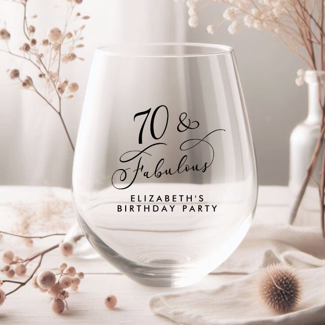 Verre À Vin Sans Pied Élégante fête du 70e anniversaire (Créateur téléchargé)