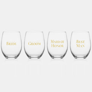 Verre À Vin Sans Pied Élégante mariée d'or fille d'honneur Best Man