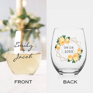 Verre À Vin Sans Pied Elégante Parties scintillant or Geo Orange Floral