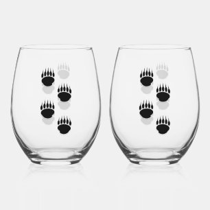 Verre À Vin Sans Pied Empreintes de pattes de l'ours noir