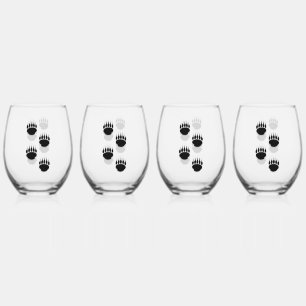Verre À Vin Sans Pied Empreintes de pattes de l'ours noir
