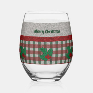 Verre À Vin Sans Pied en vichy de Noël des années 1940 - Personnalisé