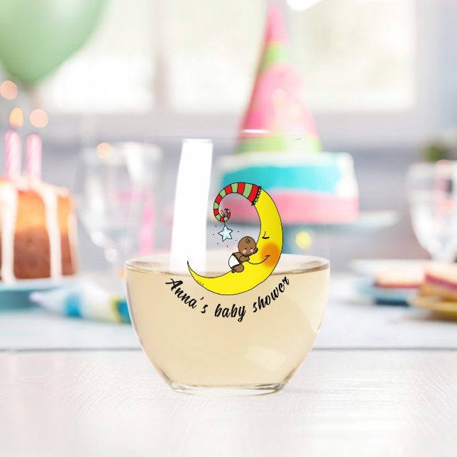 Verre À Vin Sans Pied Enfant mignon sur la lune baby shower (nom) Ensemb (Insitu (Anniversaire))