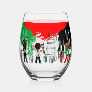 Verre À Vin Sans Pied Enfants de Gaza peignant le drapeau de la Palestin