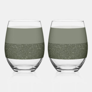 Verre À Vin Sans Pied Ensemble de Boissons Vertes Moss Couché - Personna