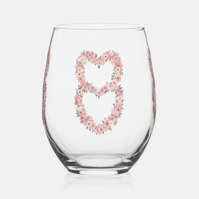 Verre À Vin Sans Pied Ensemble de Drinkware à cadre floral rose (Gauche)